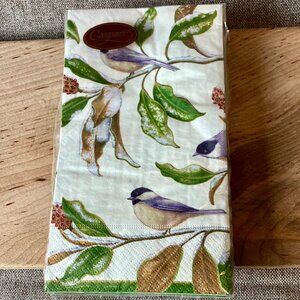 Caspari Triple-Ply Napkins Chickadee & Magnolia, 15 Napkins, NIP